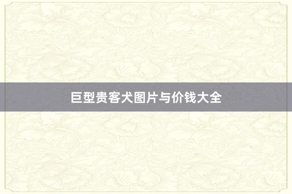 巨型贵客犬图片与价钱大全